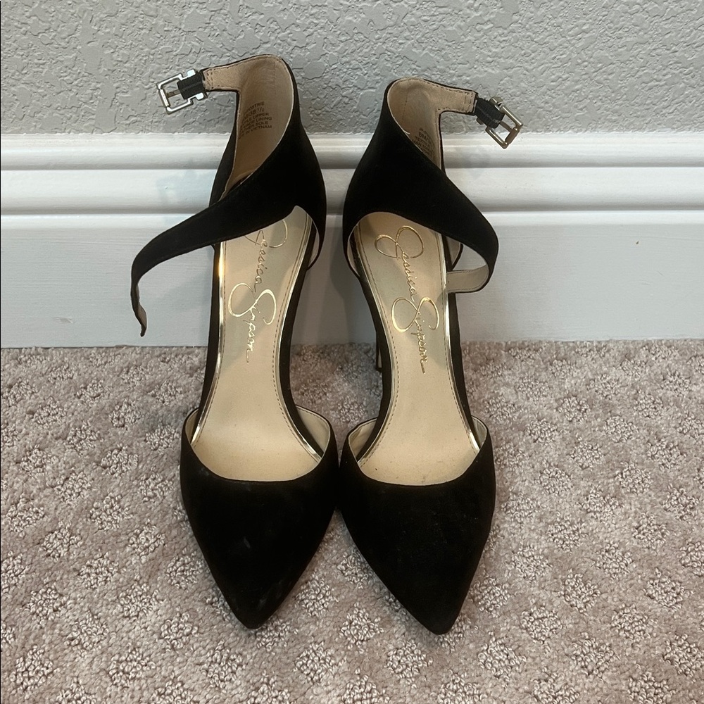 Jessica Simpson Black Ankle Strap Heels